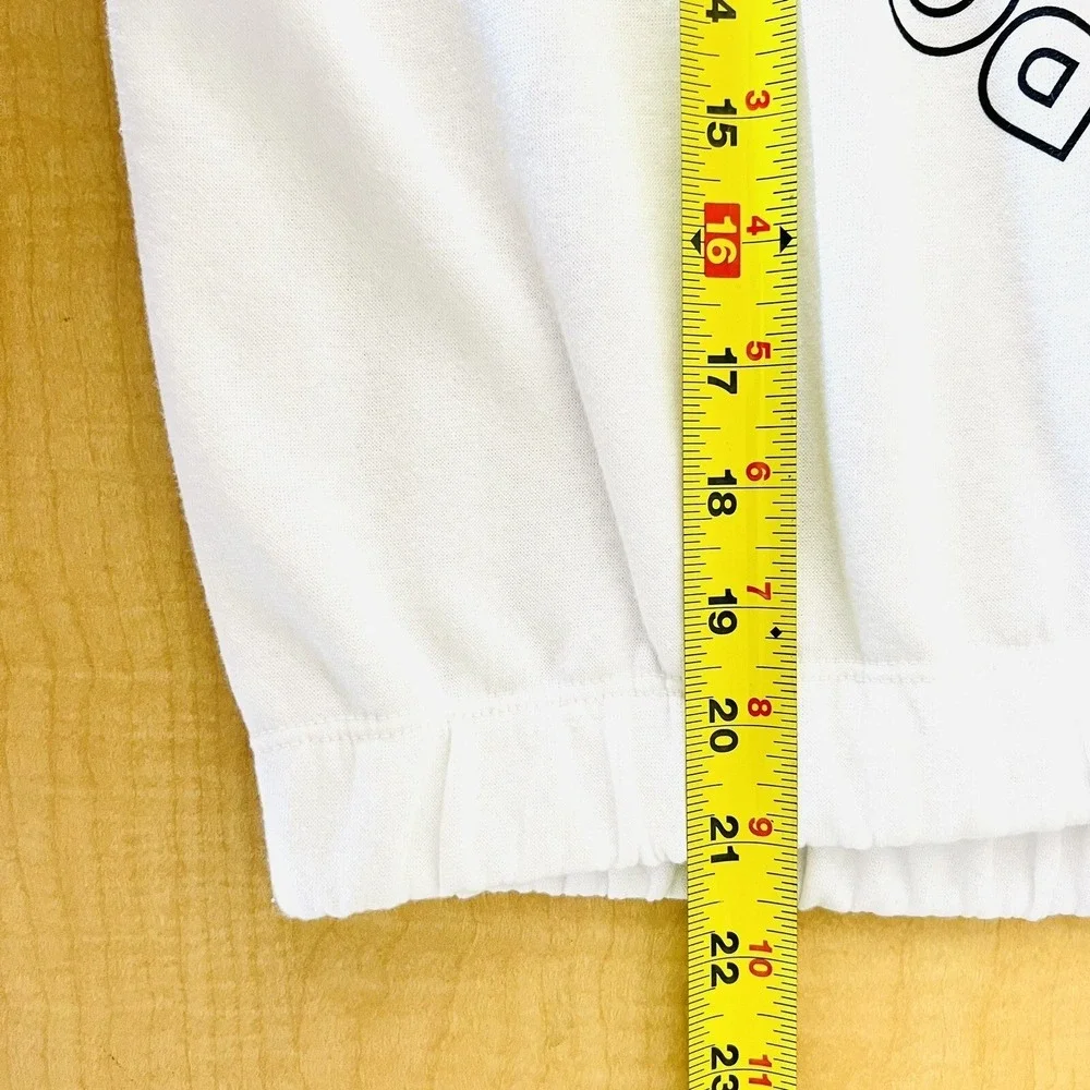 Justice Girls Sport Cropped White Hoodie Sweatshirt Sz XLP 16/18 Cap Sleeve NWOT